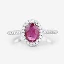 1.73 Carat Genuine Ruby and White Diamond 14K White Gold Ring-8