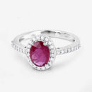 1.73 Carat Genuine Ruby and White Diamond 14K White Gold Ring-9