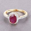 1.73 Carat Genuine Ruby and White Diamond 14K Yellow Gold Ring-4