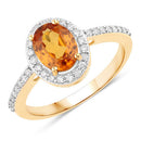 1.66 Carat Genuine Spessartite Garnet and White Diamond 14K Yellow Gold Ring-5