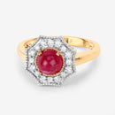 2.01 Carat Genuine Ruby and White Diamond 14K Yellow Gold Ring-7