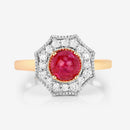 2.01 Carat Genuine Ruby and White Diamond 14K Yellow Gold Ring-10