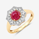 2.01 Carat Genuine Ruby and White Diamond 14K Yellow Gold Ring-11