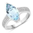 2.09 Carat Genuine Aquamarine and White Diamond 14K White Gold Ring-5