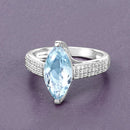2.09 Carat Genuine Aquamarine and White Diamond 14K White Gold Ring-6
