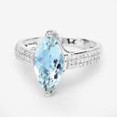 2.09 Carat Genuine Aquamarine and White Diamond 14K White Gold Ring-7