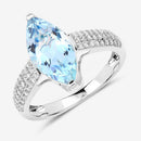 2.09 Carat Genuine Aquamarine and White Diamond 14K White Gold Ring-11