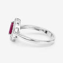0.92 Carat Genuine Ruby and White Diamond 14K White Gold Ring-8
