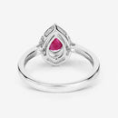 0.92 Carat Genuine Ruby and White Diamond 14K White Gold Ring-9