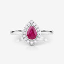 0.92 Carat Genuine Ruby and White Diamond 14K White Gold Ring-10