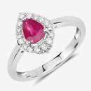 0.92 Carat Genuine Ruby and White Diamond 14K White Gold Ring-11