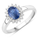 1.11 Carat Genuine Blue Sapphire and White Diamond 10K White Gold Ring-1