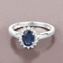 1.11 Carat Genuine Blue Sapphire and White Diamond 10K White Gold Ring-4