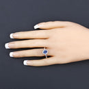1.11 Carat Genuine Blue Sapphire and White Diamond 10K White Gold Ring-5