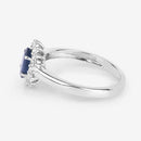 1.11 Carat Genuine Blue Sapphire and White Diamond 10K White Gold Ring-6