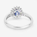 1.11 Carat Genuine Blue Sapphire and White Diamond 10K White Gold Ring-7