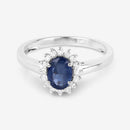 1.11 Carat Genuine Blue Sapphire and White Diamond 10K White Gold Ring-9