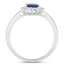 1.11 Carat Genuine Blue Sapphire and White Diamond 10K White Gold Ring-2