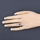 1.11 Carat Genuine Blue Sapphire and White Diamond 10K Yellow Gold Ring-5