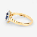 1.11 Carat Genuine Blue Sapphire and White Diamond 10K Yellow Gold Ring-6