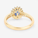 1.11 Carat Genuine Blue Sapphire and White Diamond 10K Yellow Gold Ring-7