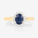 1.11 Carat Genuine Blue Sapphire and White Diamond 10K Yellow Gold Ring-8