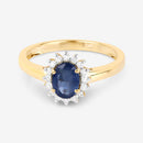 1.11 Carat Genuine Blue Sapphire and White Diamond 10K Yellow Gold Ring-9