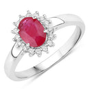 1.01 Carat Genuine Ruby and White Diamond 10K White Gold Ring-1