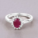 1.01 Carat Genuine Ruby and White Diamond 10K White Gold Ring-4