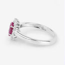 1.01 Carat Genuine Ruby and White Diamond 10K White Gold Ring-6