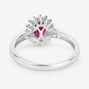 1.01 Carat Genuine Ruby and White Diamond 10K White Gold Ring-7