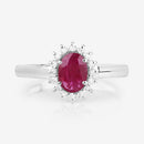 1.01 Carat Genuine Ruby and White Diamond 10K White Gold Ring-8