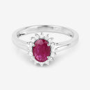 1.01 Carat Genuine Ruby and White Diamond 10K White Gold Ring-9