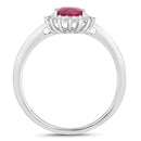 1.01 Carat Genuine Ruby and White Diamond 10K White Gold Ring-2