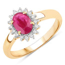 1.01 Carat Genuine Ruby and White Diamond 10K Yellow Gold Ring-1