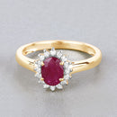 1.01 Carat Genuine Ruby and White Diamond 10K Yellow Gold Ring-4