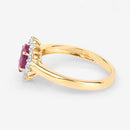 1.01 Carat Genuine Ruby and White Diamond 10K Yellow Gold Ring-6