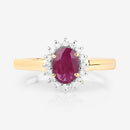 1.01 Carat Genuine Ruby and White Diamond 10K Yellow Gold Ring-8