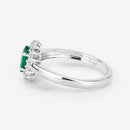 0.86 Carat Genuine Zambian Emerald and White Diamond 14K White Gold Ring-8