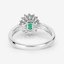 0.86 Carat Genuine Zambian Emerald and White Diamond 14K White Gold Ring-9