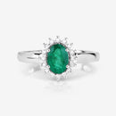 0.86 Carat Genuine Zambian Emerald and White Diamond 14K White Gold Ring-10
