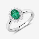 0.86 Carat Genuine Zambian Emerald and White Diamond 14K White Gold Ring-11
