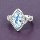 2.24 Carat Genuine Aquamarine and White Diamond 14K White Gold Ring-6