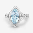 2.24 Carat Genuine Aquamarine and White Diamond 14K White Gold Ring-7