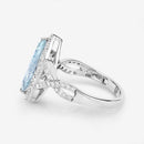 2.24 Carat Genuine Aquamarine and White Diamond 14K White Gold Ring-8