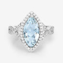 2.24 Carat Genuine Aquamarine and White Diamond 14K White Gold Ring-10