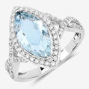 2.24 Carat Genuine Aquamarine and White Diamond 14K White Gold Ring-11