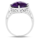 5.60 Carat Genuine Amethyst .925 Sterling Silver Ring-5
