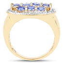 14K Yellow Gold Plated 1.70 Carat Genuine Tanzanite .925 Sterling Silver Ring-5