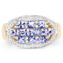 14K Yellow Gold Plated 1.70 Carat Genuine Tanzanite .925 Sterling Silver Ring-6